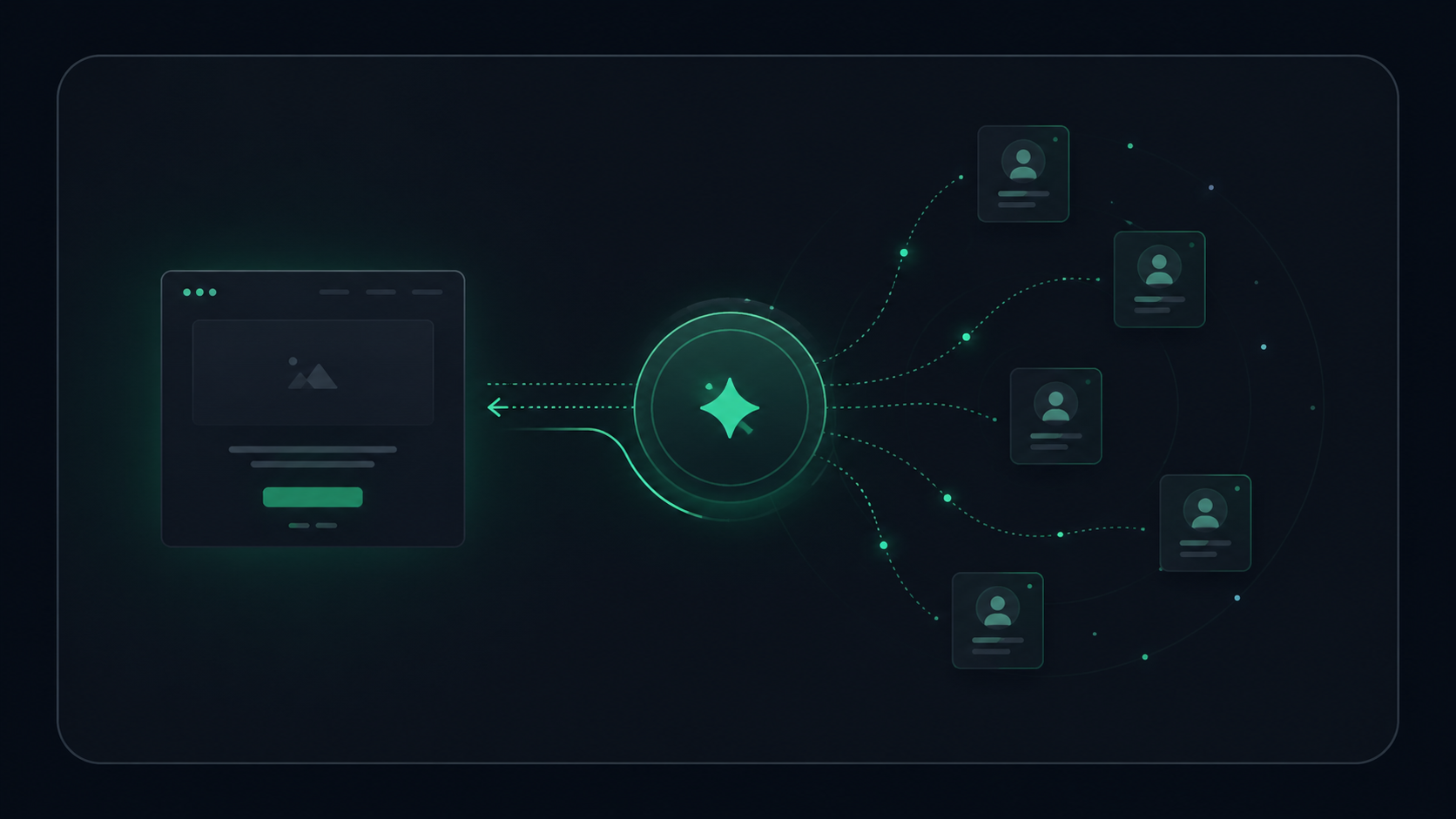 A landing page connecting outward to a network of creators